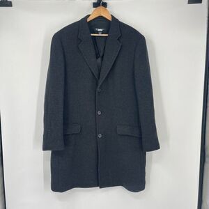 INC International Concepts Single Breasted Black Wool Blend Pea Coat Mens Large